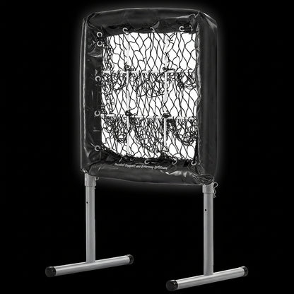 9 Hole Baseball Mesh, 28"X27" Training Gear for Softball Baseball, Ideal for Batting Throwing Drills, Robust Height Modifiable Training Aid with Strike Zone & 4 Ground Pegs
