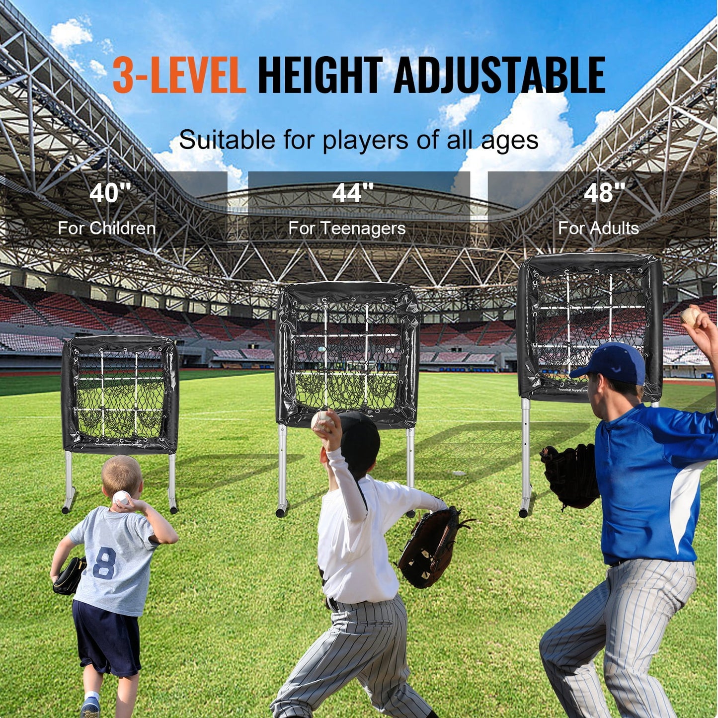9 Hole Baseball Mesh, 28"X27" Training Gear for Softball Baseball, Ideal for Batting Throwing Drills, Robust Height Modifiable Training Aid with Strike Zone & 4 Ground Pegs