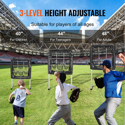 9 Hole Baseball Mesh, 28"X27" Training Gear for Softball Baseball, Ideal for Batting Throwing Drills, Robust Height Modifiable Training Aid with Strike Zone & 4 Ground Pegs