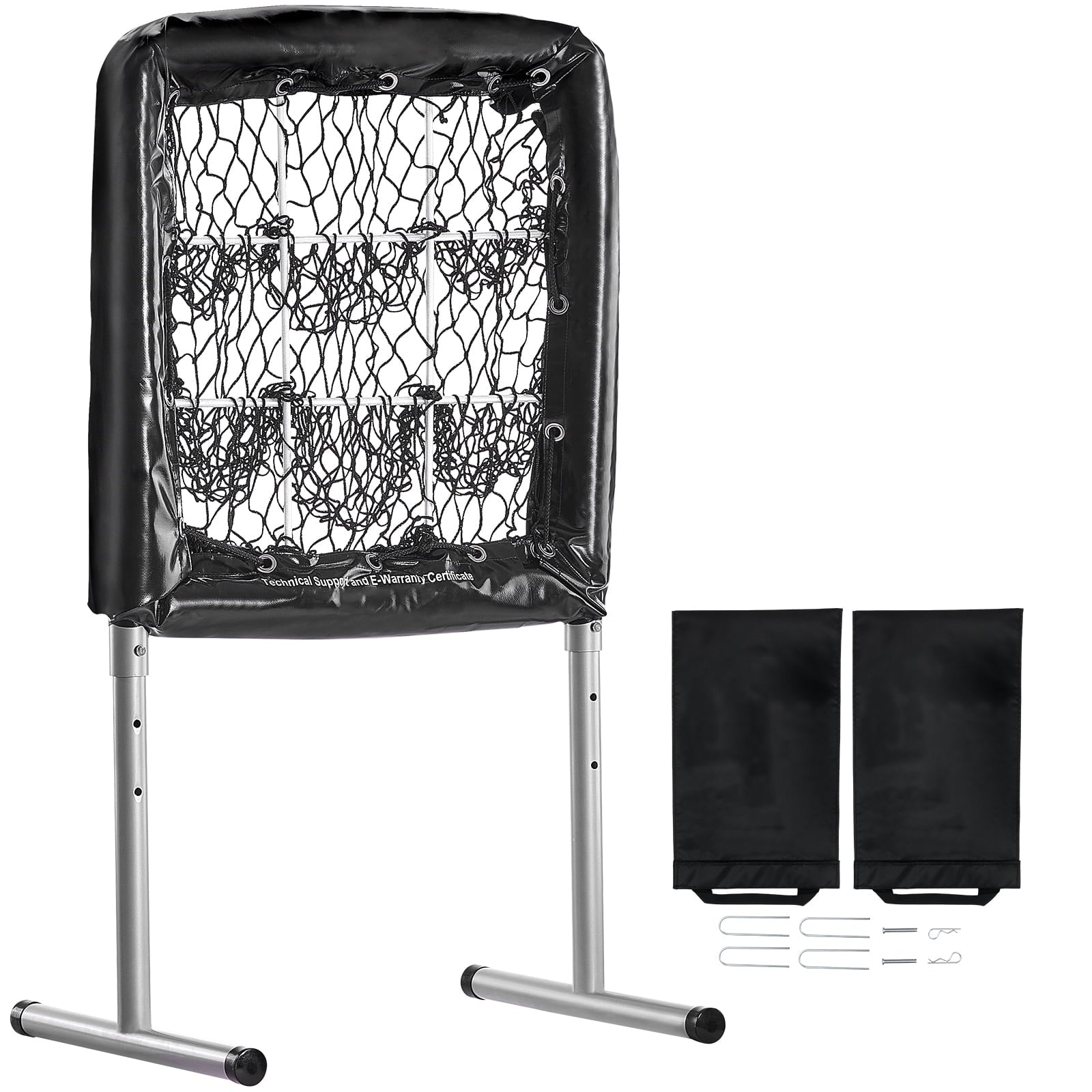 9 Hole Baseball Mesh, 28"X27" Training Gear for Softball Baseball, Ideal for Batting Throwing Drills, Robust Height Modifiable Training Aid with Strike Zone & 4 Ground Pegs
